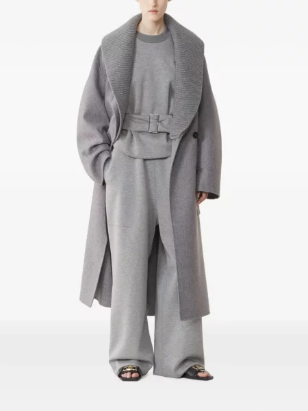 Двуредно с яка палто Lanvin сиво