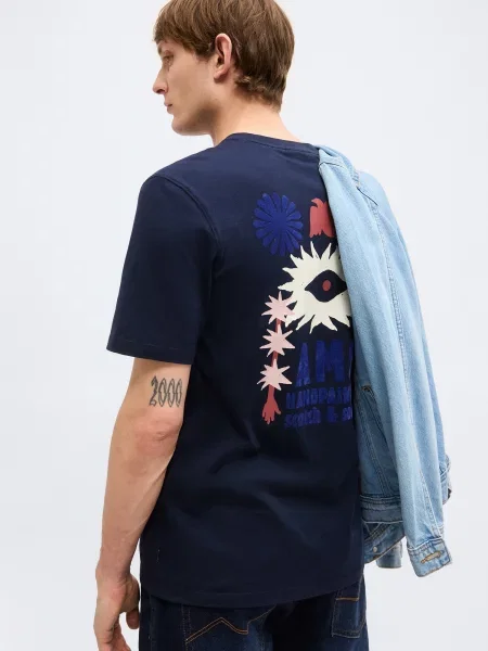 SCOTCH & SODA Tričko krémová námornícka / oranžová modrá