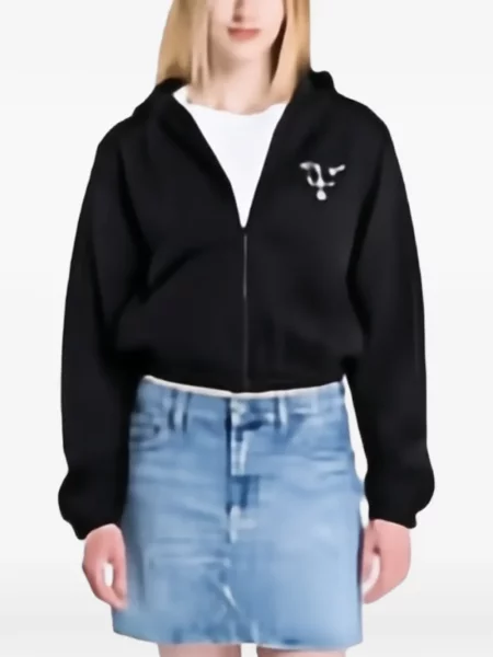Суичър с качулка Guess с принт черно