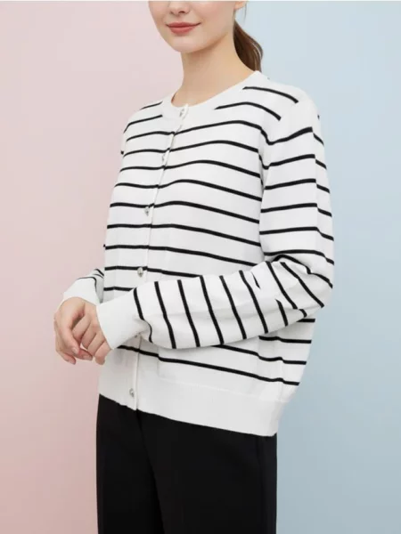 Смугастий кардиган на ґудзиках білий