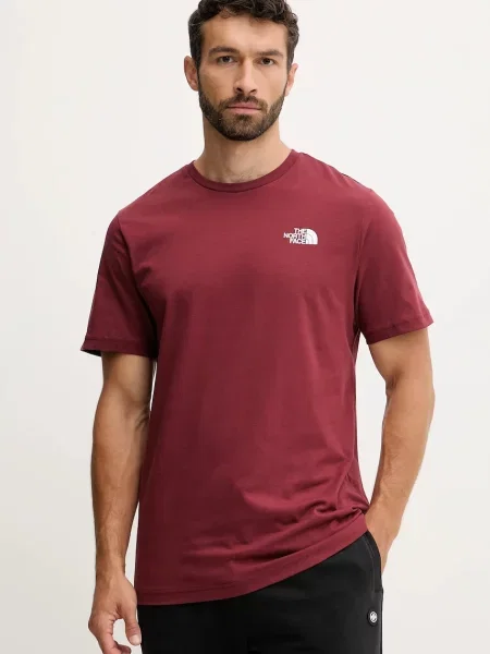 Тениска The North Face Redbox бордо с принт черно