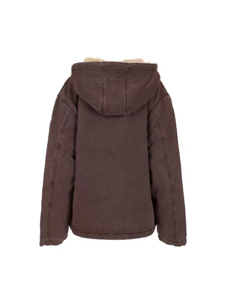 Carhartt WIP kurtka jeansowa W Hooded Mitch Jacket przejściowa oversize brązowy