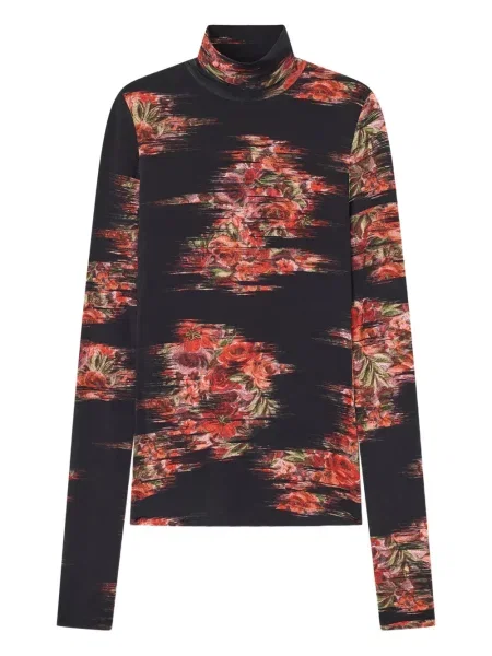 Tricou Ganni cu model floral cu imagine negru