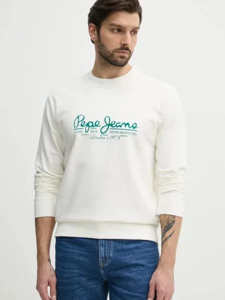 Dukserica Pepe Jeans DUMAS CREW za muškarce s tiskom bijela