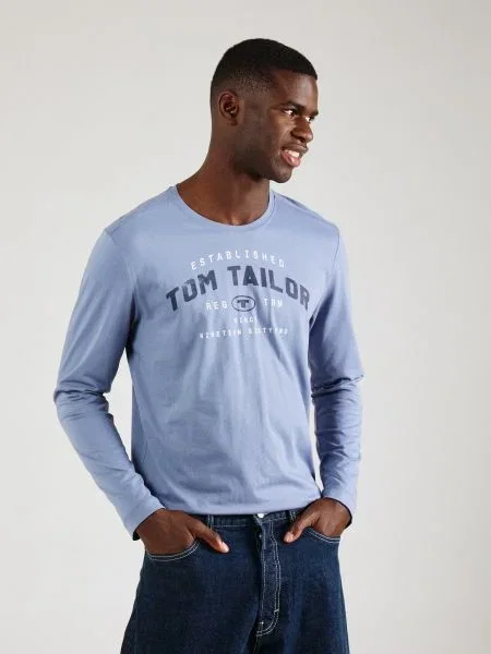 TOM TAILOR Majica marine / svetlo modra bela