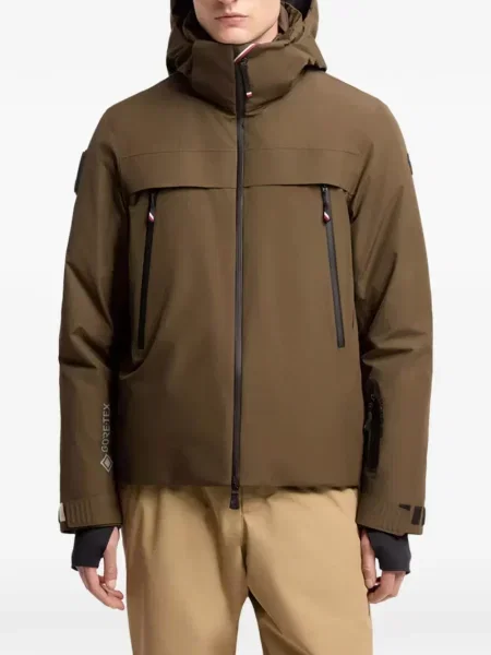 Μπουφάν Moncler Grenoble με κουκούλα καφέ
