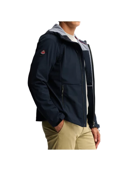 Softshell sako Superdry s kapucňou modrá