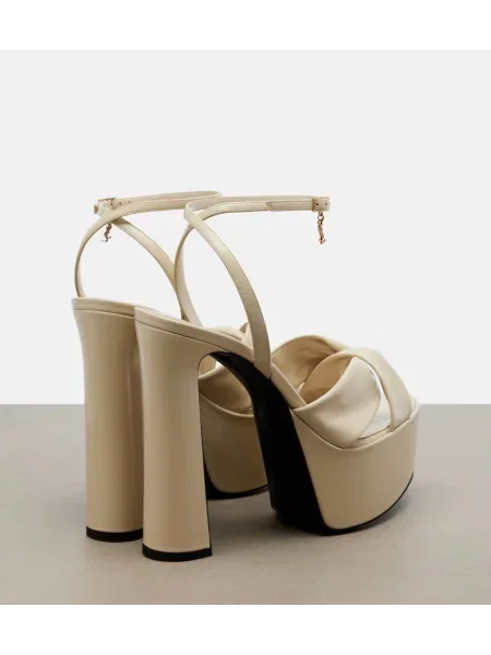 Sandale Saint Laurent din piele cu platformă bej