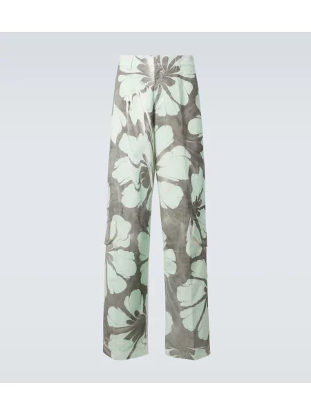 Pantaloni Dries Van Noten cu model floral gri