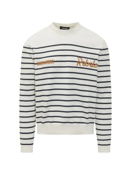 Pulover Dsquared2 cu dungi alb