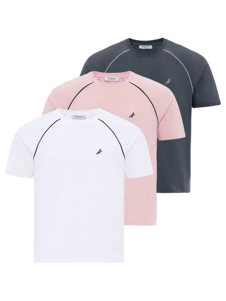 Moxx Paris Tricou gri / roz / negru alb