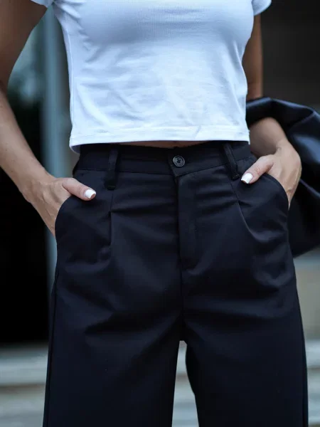 Штани палаццо TeamV віскоза/поліестер чорний