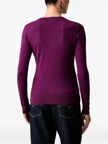 Lung pulover Trussardi cu decolteu rotund violet