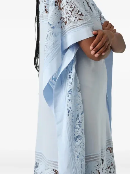 Rochie midi Ermanno Scervino din dantelă până la genunchi de costum albastru