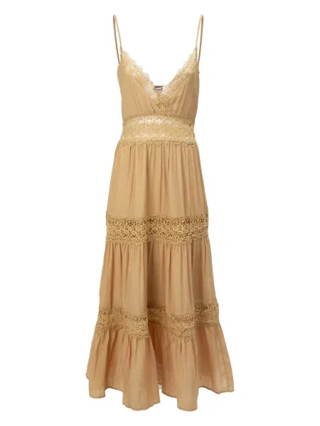 Influencer Obleka Crochet kamela