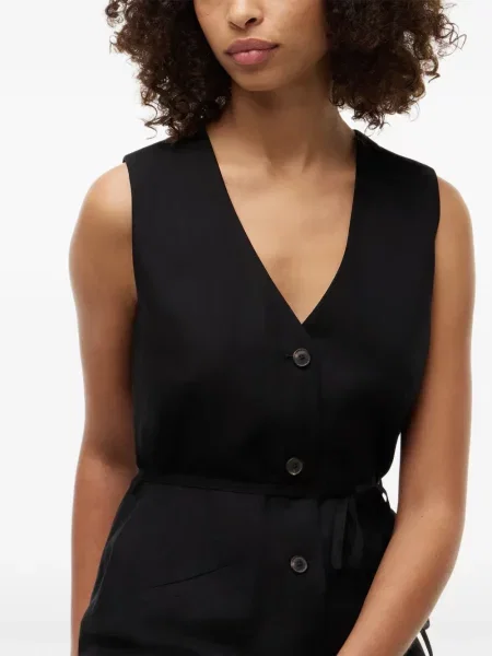 V-nyakú midi ruha Tommy Hilfiger fekete