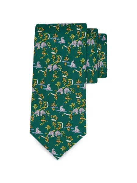Cravată Ferragamo de mătase cu imagine verde