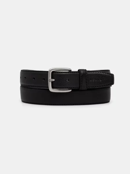 Levi's curea pentru bărbați din piele FINN FEATHER EDGE negru