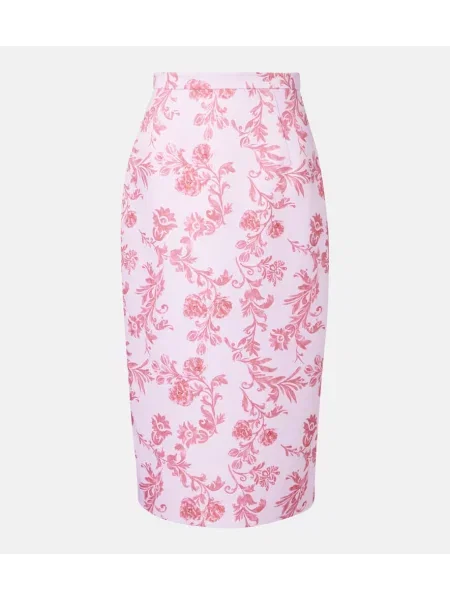 Osłona tafta spódnica ołówkowa Emilia Wickstead w kwiatki różowa