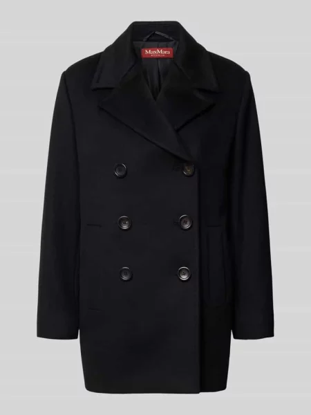 Płaszcz z wełny z dwurzędowym zapięciem model MAGENTA' Max Mara Studio czarny