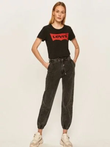 T-shirt z nadrukiem z logo w kształcie skrzydła nietoperza Levi's czarna