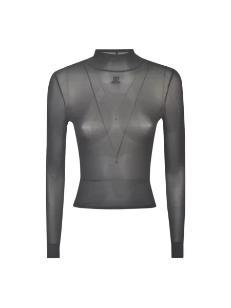 Golf bluzka Courreges skórzana czarna