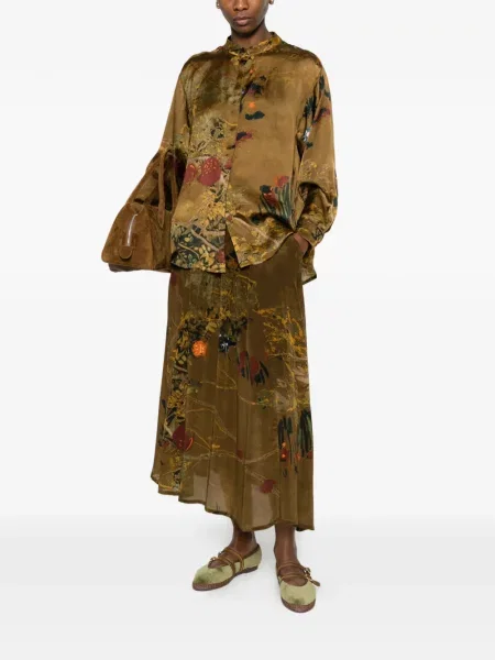 Fustă Yavi cu model floral cu imagine maro
