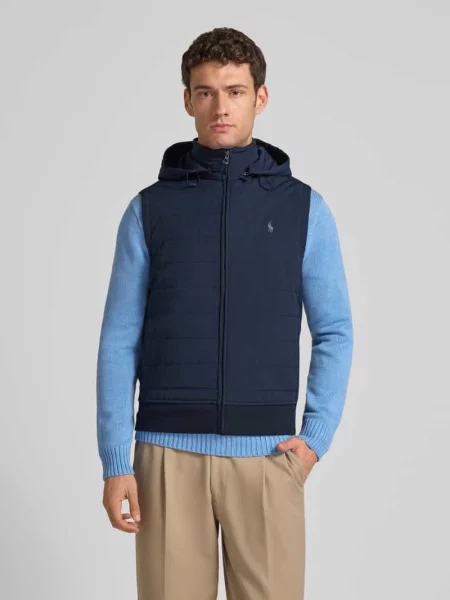 Kamizelka pikowana o regularnym kroju z mieszanki bawełny Polo Ralph Lauren granatowa