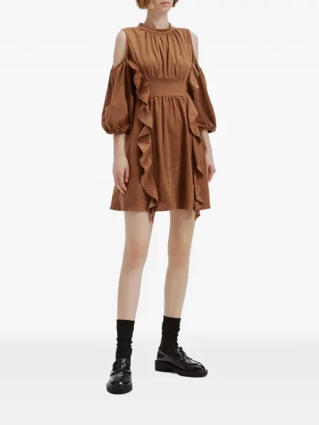 Rochie mini B+ab cu volane maro