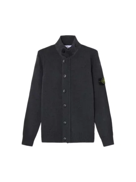 Sweter Stone Island wełniany z kamieniami szary