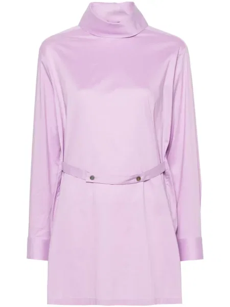 Cămașă Issey Miyake din poplin lungă violet