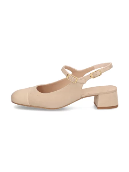 Unisa hladká kůže lodičky s otevřenou patou béžové