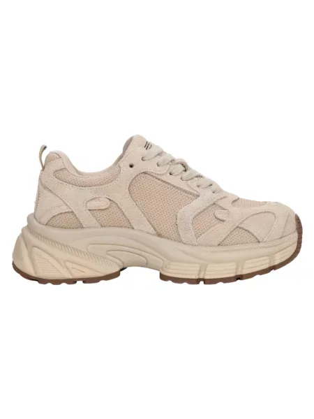 Sneakersy Estro skórzane na platformie beżowe