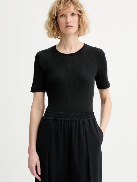 Calvin Klein osnovna kratka majica z elastanom črna