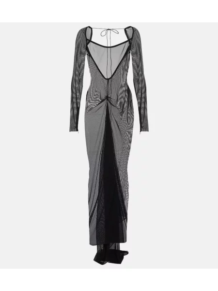 Przezroczysta sukienka Laquan Smith z siateczką czarna