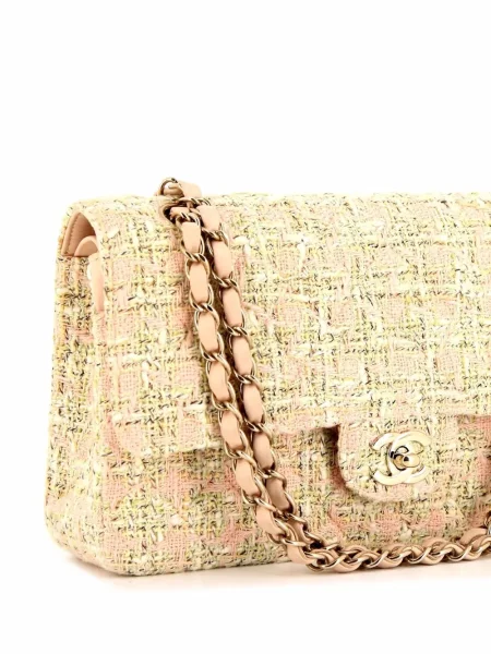 Tvídová kabelka Chanel Pre-owned s autogramem růžová