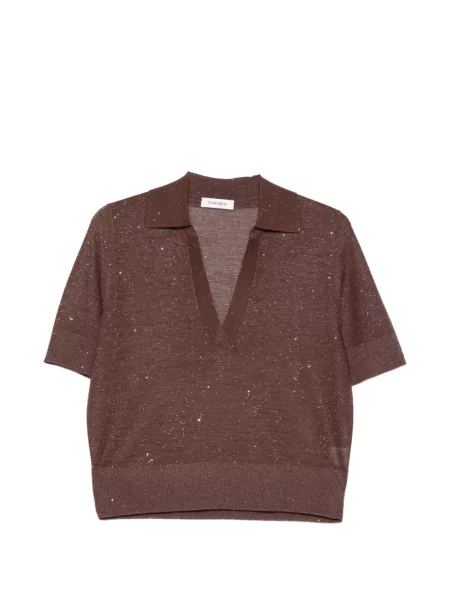 Gulerat top Kangra cu decolteu în V maro
