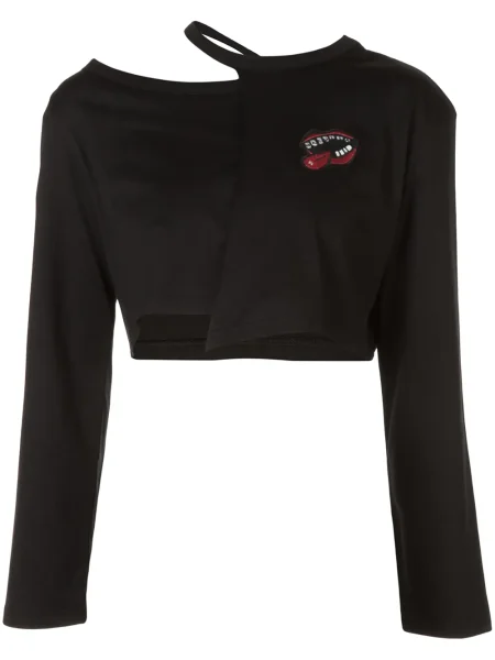 Koszulka Haculla z nadrukiem asymetryczna czarna