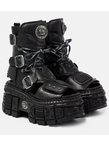 Botine Vetements din piele cu platformă negru