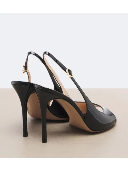 Sandale Gianvito Rossi din piele de lac slingback negru