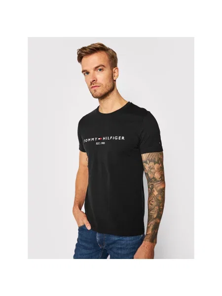 Tommy Hilfiger Majica Core Logo Tee Slim Fit črna