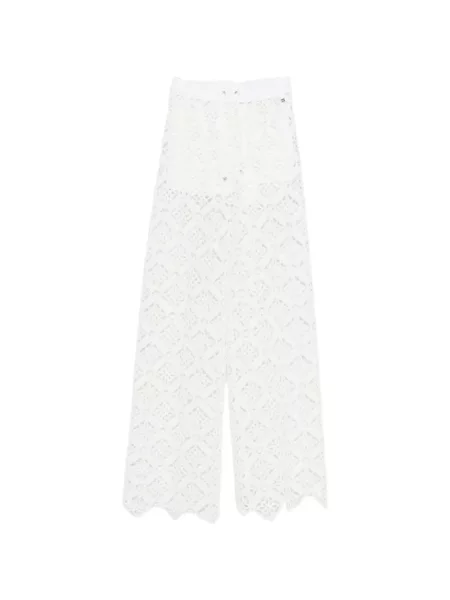 Pantaloni Herno din dantelă alb