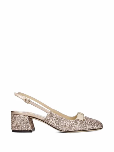 Pantofi cu toc Jimmy Choo cu funde roz