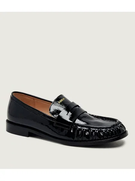 Furla De piele pantofi loafer Furla Soft negru