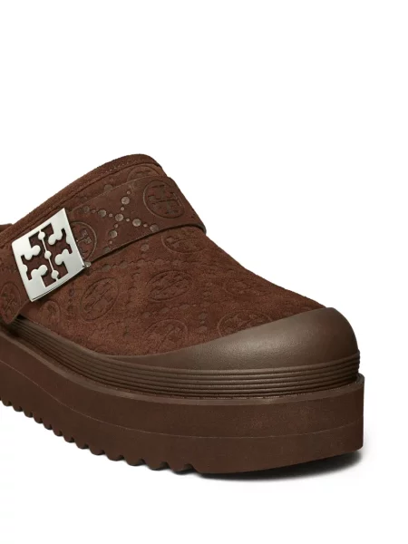 Papuci tip mules Tory Burch cu platformă maro