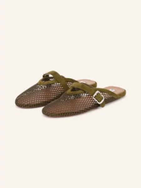 Klapki mules Alaïa oliwkowe