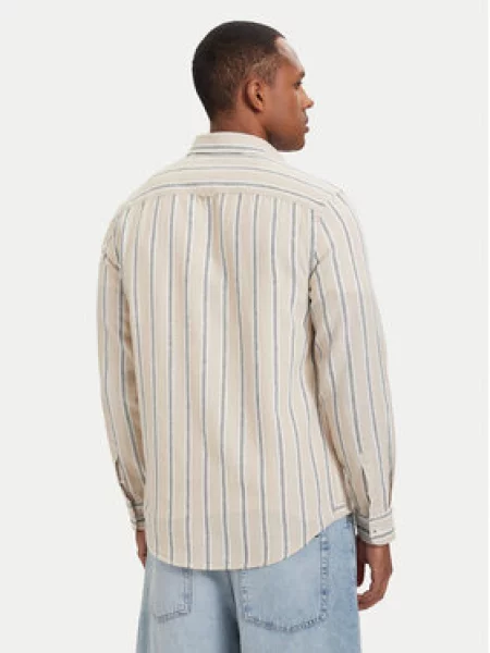 Tommy Jeans košulja muška s lanom bež