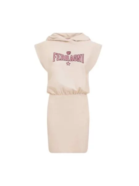 Sukienka Chiara Ferragni Collection z krótkim rękawem beżowa