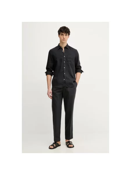 Marc O'polo Koszula Lniana Regular Fit schwarz czarna