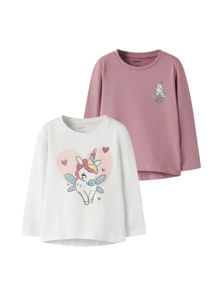 NAME IT Tricou NMFVix albastru porumbel / mauve / rosé alb